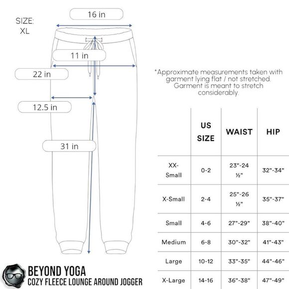 BEYOND YOGA COZY FLEECE LOUNGE AROUND MIDI JOGGER SWEATPANTS IN WHITE MODAL XL - Picture 8 of 10